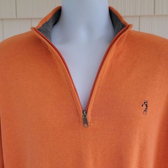 Bobby Jones Men's 1/4 Zip Pullover Orange Knit Sweater Size XL - Picture 3 of 8